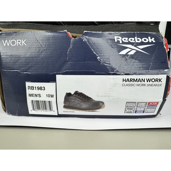 Reebok Men's 10 Wide Harman Work EH Comp Toe Sneaker Athletic Shoe Safety Black - Picture 2 of 14